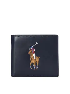 Polo Ralph Lauren Men Pony Logo Embroidered Leather Bi-Fold Wallet
