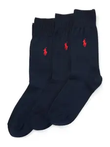 Polo Ralph Lauren Men Pack Of 3 Brand Logo Embroidered Cotton Above Ankle Socks