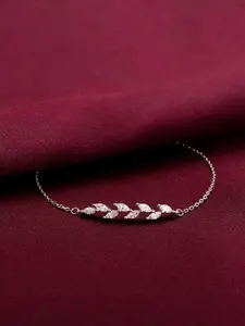 GIVA GIVA Women Sterling Silver Cubic Zirconia Rhodium-Plated Link Bracelet