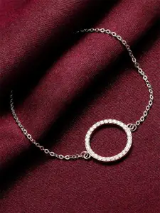 GIVA Women Sterling Silver Cubic Zirconia Rhodium-Plated Link Bracelet