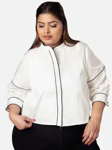 NEOFAA Plus Size Spread Collar Cotton Casual Shirt