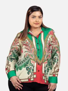NEOFAA Plus Size Floral Printed Casual Shirt