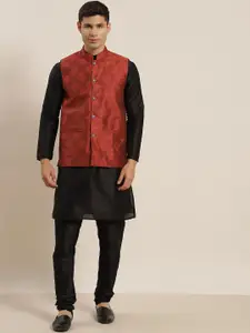 SOJANYA Mandaron Collar Regular Kurta With Churidar & Nehru Jacket
