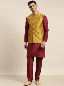 SOJANYA Manadrin Collar Kurta with Churidar & Nehru Jacket