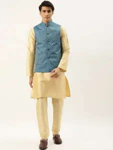 SOJANYA Mandarin Collar Regular Kurta With Churidar & Nehru Jacket