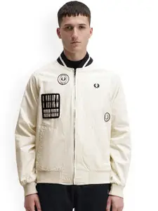 Fred Perry Mock Collar Bomber Jacket With Patch Work