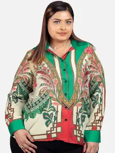 NEOFAA Plus Size Floral Printed Casual Shirt