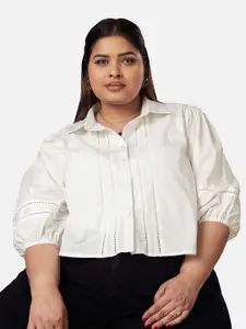 NEOFAA Plus Size Spread Collar Cotton Casual Shirt