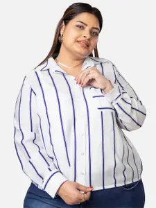 NEOFAA Plus Size Striped Casual Shirt