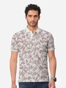 BULLMER Tropical Printed Polo Collar Cotton T-shirt