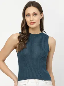 Kalt Sleeveless Knitted Ribbed Cotton Top