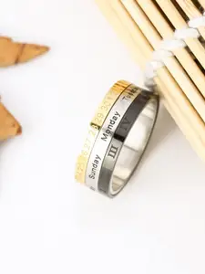 Yellow Chimes Silver-Plated Revolving Calendar Stainless Steel Rings