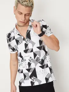 max Geometric Printed Polo Collar Cotton T-shirt
