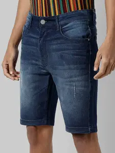 Campus Sutra Men Medium-Washed Regular Fit Denim Shorts