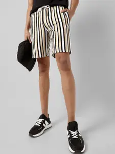 Campus Sutra Men Striped Cotton Regular Fit Mid-Rise Shorts