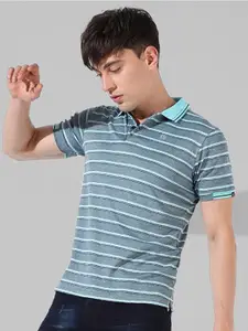 Campus Sutra Striped Cotton T-shirt