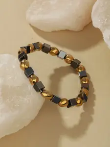 Priyaasi Men Gold-Plated Twisted Sphere Cube Bracelet