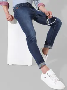 Campus Sutra Men Smart Slim Fit Low Distressed Light Fade Stretchable Cotton Jeans