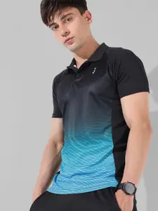Campus Sutra Striped Polo Collar Training or Gym T-shirt