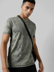 Campus Sutra Abstract Round Neck Activewear T-shirt