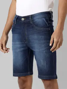 Campus Sutra Men Washed Regular Fit Mid-Rise Denim Shorts