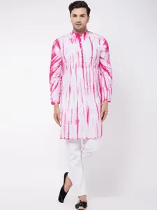 VASTRAMAY Abstract Dyed Mandarin Collar Pure Cotton Kurta with Pyjamas