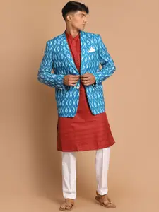 VASTRAMAY Mandarin Collar Kurta with Pyjamas & Blazer