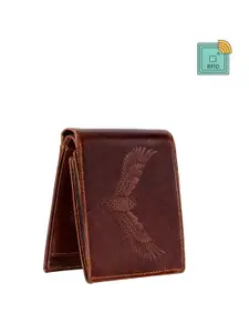 URBAN FOREST Men Textured RFID Leather Three Fold Wallet