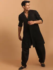 VASTRAMAY Men Georgette Sequence Semi Sheer Kurta With Patiala