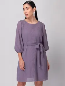 FabAlley Puff Sleeve Georgette Fit & Flare Dress