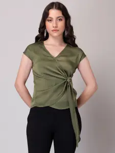 FabAlley V-Neck Georgette Wrap Top