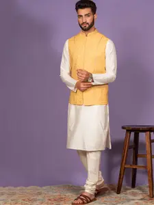 KISAH Mandarin Collar Regular Kurta With Churidar & Nehru Jacket