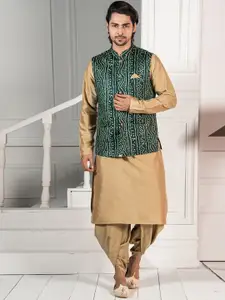 KISAH Mandarin Collar Kurta with Dhoti Pants & Nehru Jacket
