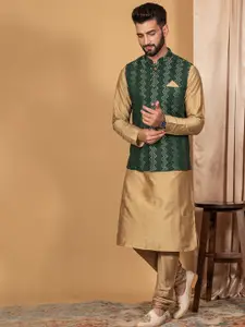 KISAH Mandarin Collar Kurta with Churidar & Nehru Jacket
