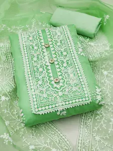 KALINI Ethnic Motifs Embroidered Organza Unstitched Dress Material