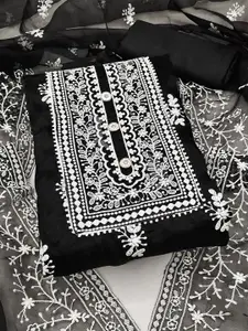 KALINI Floral Embroidered Organza Unstitched Dress Material