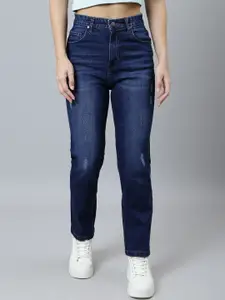 GUTI Women Slim Fit High-Rise Low Distress Light Fade Stretchable Cotton Jeans