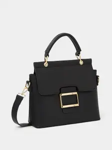 Styli Solid Structured Satchel With Buckle Detail