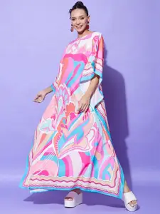 StyleStone Abstract Print Satin Maxi Dress