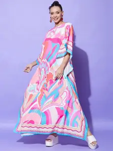 StyleStone Abstract Print Satin Maxi Dress
