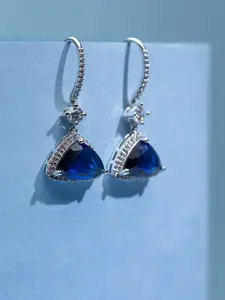 Priyaasi Silver-Plated Triangular Drop Earrings