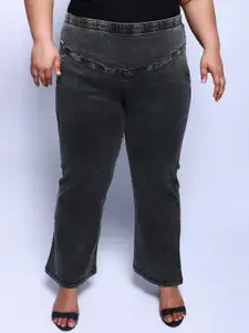 Amydus Women Plus Size Bootcut High-Rise Light Fade Stretchable Jeans