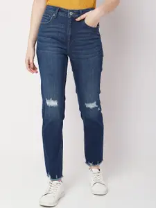 Vero Moda Women High-Rise Mildly Distressed Light Fade Stretchable Jeans