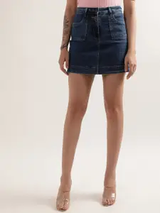 ELLE Women Straight Mini Denim Skirt