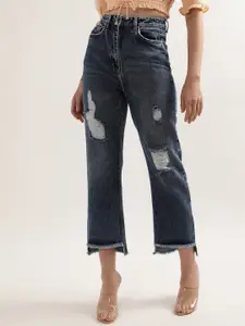 ELLE Women Mildly Distressed Heavy Fade Cotton Jeans