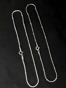Arte Jewels Set Of 2 Silver Anklets