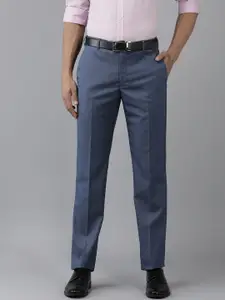 Park Avenue Men Textured Self Design Smart Regular Fit Mid-Rise Flat-Front Formal Trousers