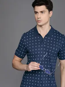 Raymond Geometric Printed Contemporary Fit Polo Collar T-shirt