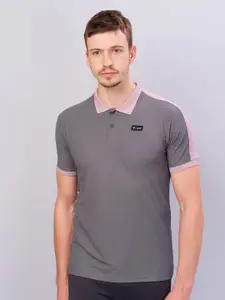 Technosport Polo Collar Colourblocked Antimicrobial Slim Fit Training or Gym T-shirt