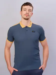 Technosport Polo Collar Colourblocked Antimicrobial Slim Fit Training or Gym T-shirt
